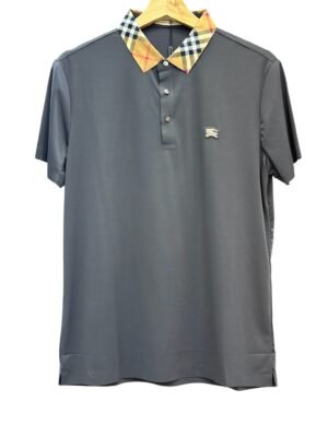 Tipo Polo Burberry Cuello Cuadros - Gris