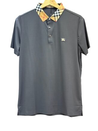Tipo Polo Burberry Cuello Cuadros  - Gris