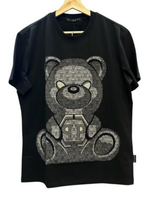 Camiseta Pedreria Philipp Plein Teddy Clasica - Negro