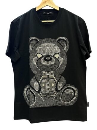Camiseta Pedreria Philipp Plein Teddy Clasica - Negro